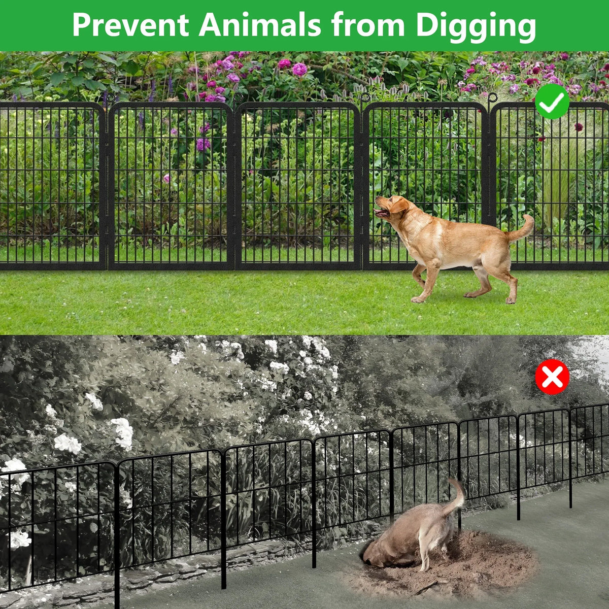 2026 NewGarden Fence with Gate Fencing No Dig Fence Panels 30ft(L)"32in(H) for Yard Animal Barrier Decorative Garden Fencing for Backyard Patio Garden Fences and Borders for Dogs