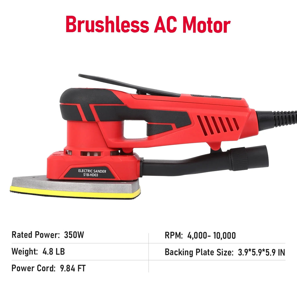 2026 NewM optimized Electric Detail Sander with 12 Sanding Paper, 350W Brushless Motor Mouse Sander, Powerful & Low Vibration, 10000 RPM, for Wood Working