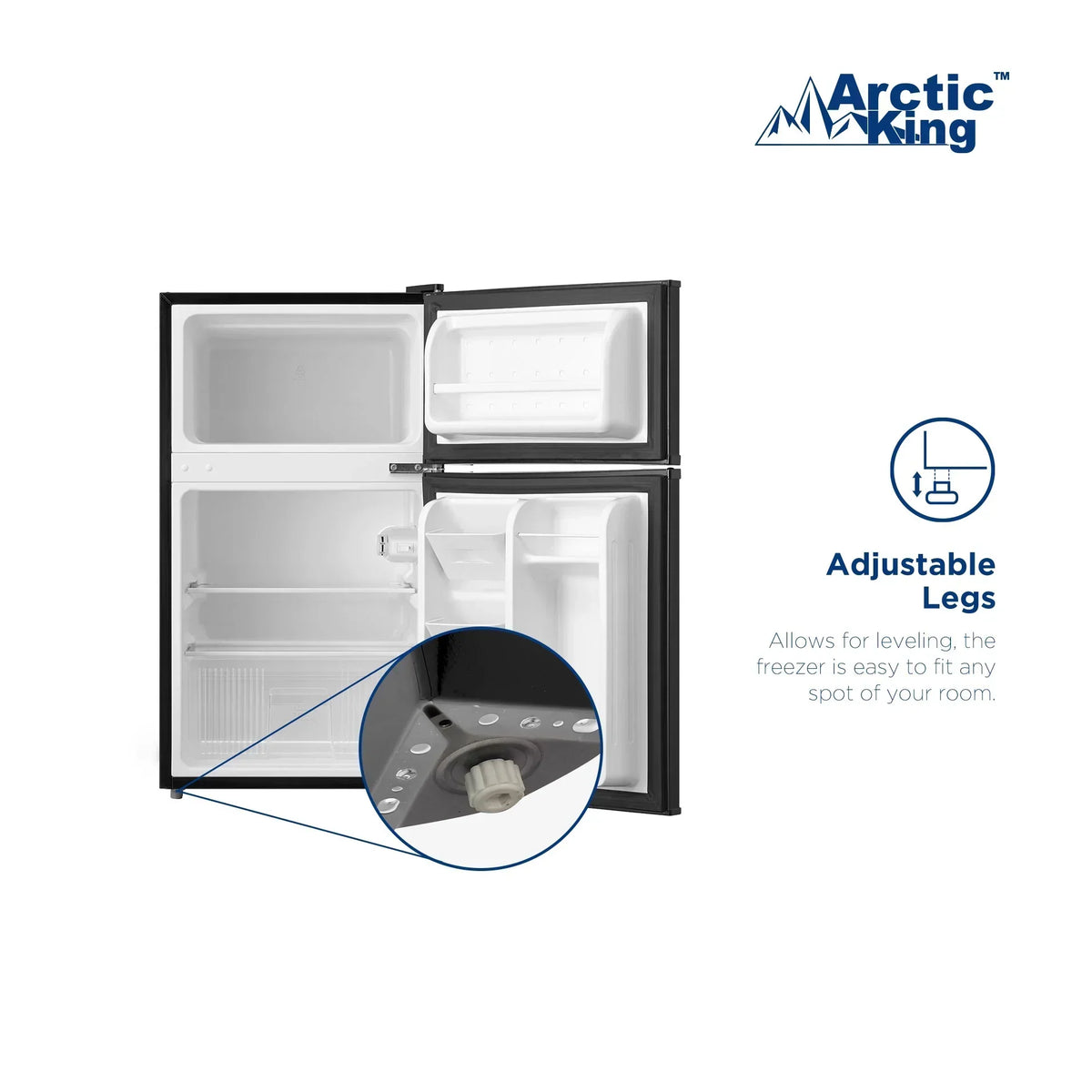 2026 NewArctic King 3.2 Cu ft Two Door Mini Fridge with Freezer, Stainless Steel, E-Star