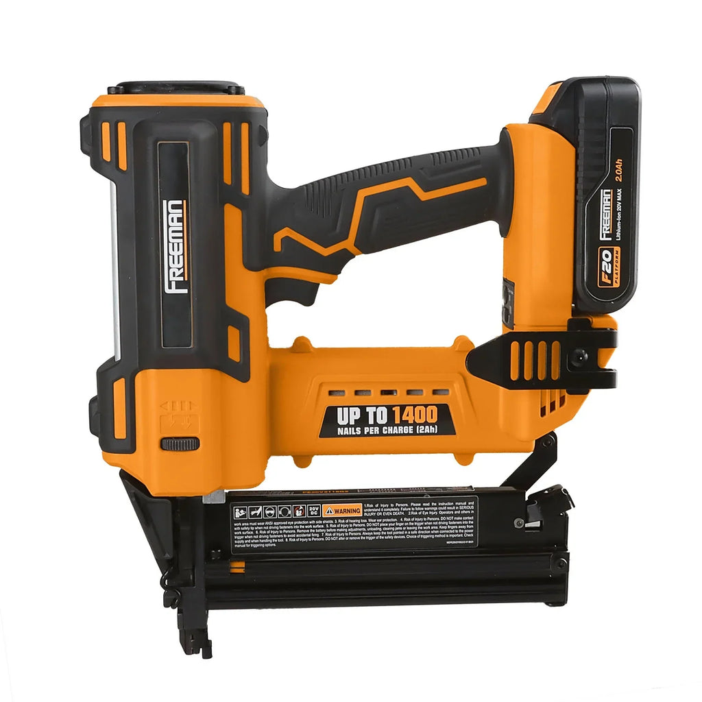 2026 New Freeman PE20V2118G2 20 Volt Cordless 2-in-1 18-Gauge Nailer / Stapler Kit with Lithium Ion Battery, Charger, Bag