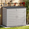 2026 New51 Cu Ft Outdoor Storage Shed, Resin Storage Cabinet with Door & Lock, Multi-Purpose Outdoor Shed for Garbage Cans, Garden Tools, Bikes, Easy to Assemble, Gray