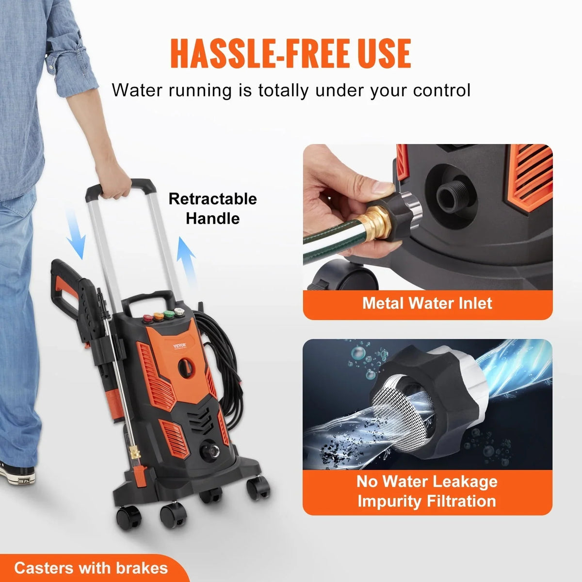 2026 NewBENTISM Electric Pressure Washer 2300 PSI 1.9 GPM 1900W Cold Water Wheeled