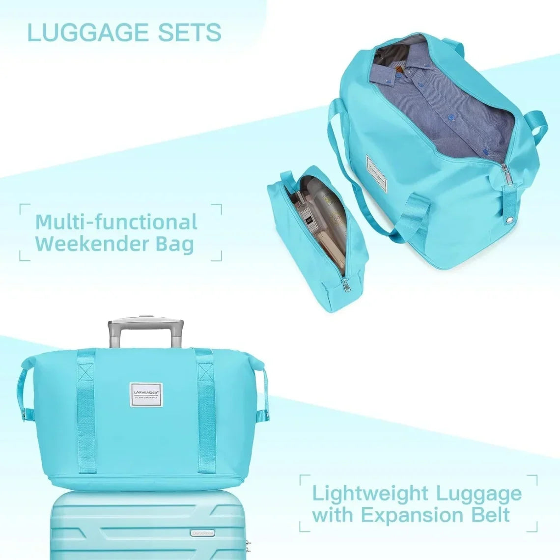 2026 New6-Piece Hardshell Luggage Set with Expandable Spinner Suitcases & TSA Lock, 25% Extra Capacity, Duffel Bag & Toiletry Kit, Cream ABS Suitcases