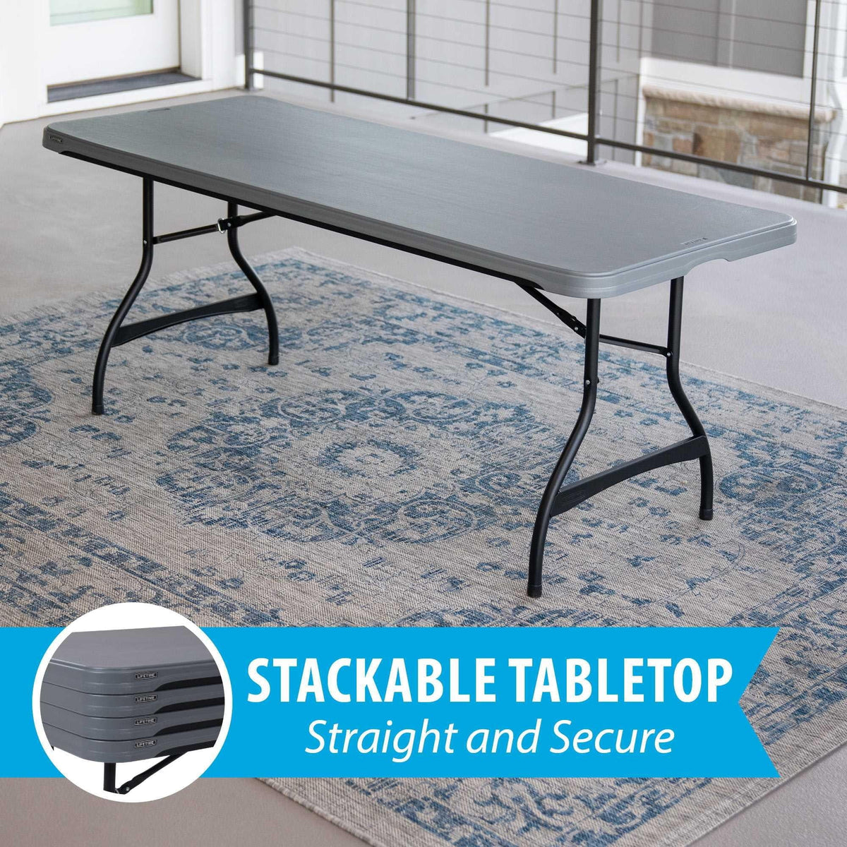 Lifetime 6 Foot Rectangle Folding Table, Indoor/Outdoor Commercial Grade, Black (280350)