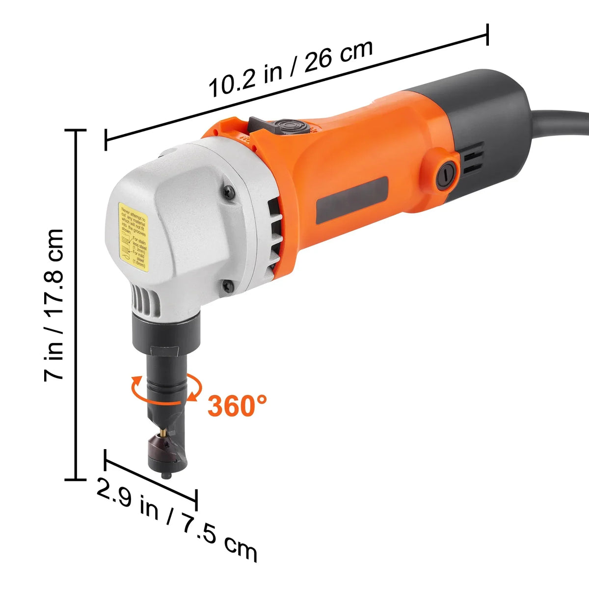 2026 NewKFFKFF Sheet Metal Nibbler, 550W Powerful 2200 RPM High Speed, 360 Degree Rotation Electric Nibbler Metal Cutter