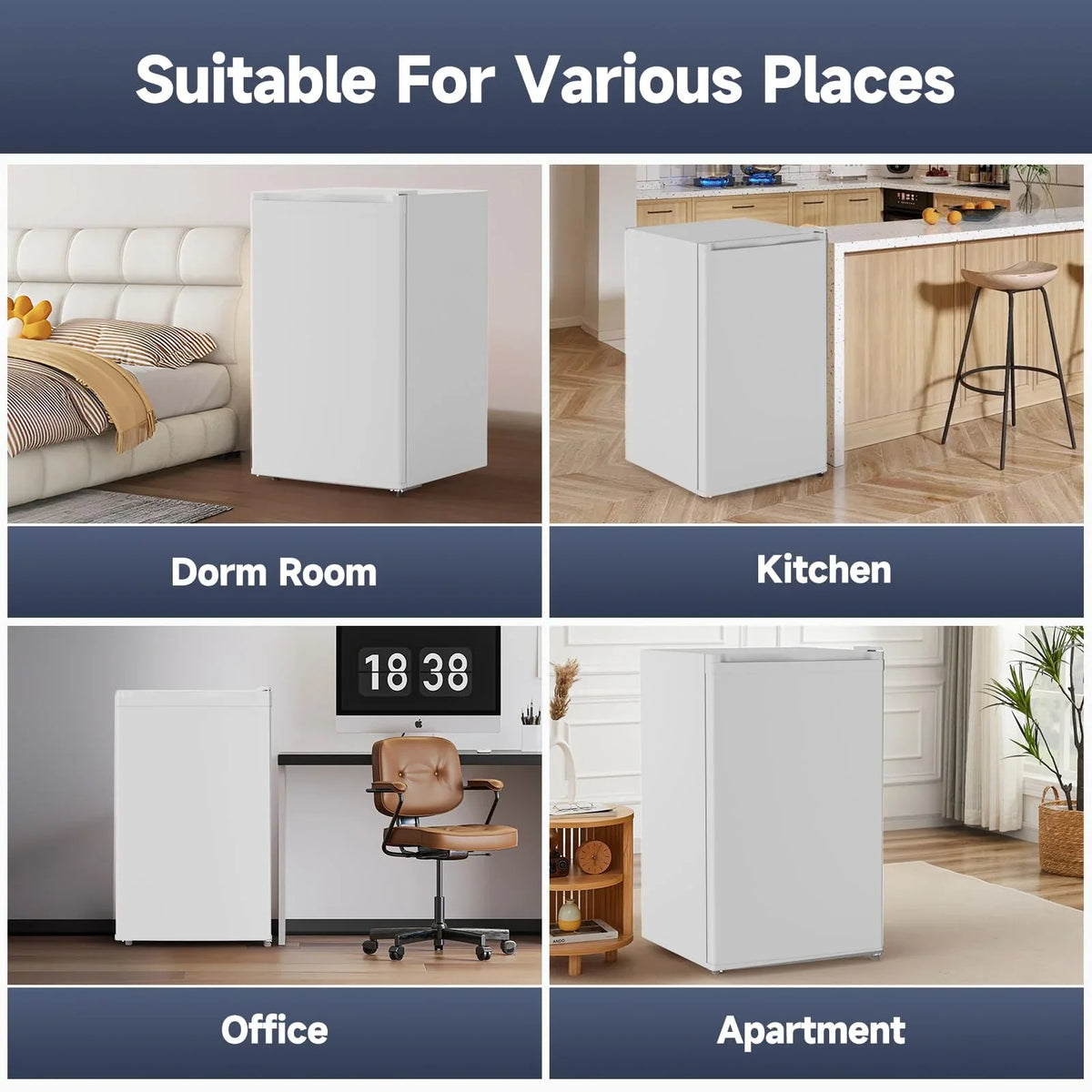 2026 NewSoonbuy Compact Mini Fridge with Freezer, 4.3 Cu.Ft Single Door Refrigerator with Adjustable Temperature, Removable Shelves & Crisper Drawer, Energy Efficient Small Fridge for Bedroom, Office, Dorm, R