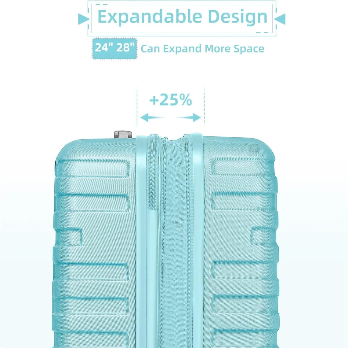 2026 New6-Piece Hardshell Luggage Set with Expandable Spinner Suitcases & TSA Lock, 25% Extra Capacity, Duffel Bag & Toiletry Kit, Cream ABS Suitcases