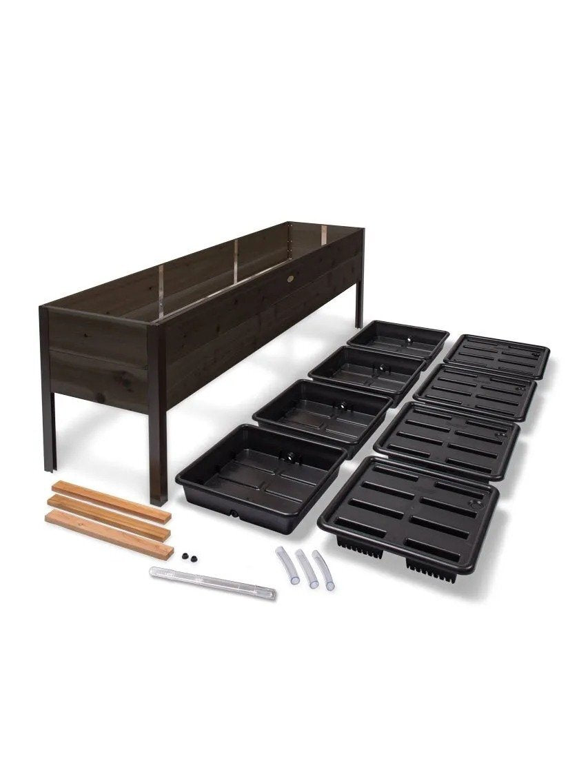 EcoStained Self-Watering Raised Planter Box with Aluminum Legs, Cedar/Cypress, 96   x24   x29