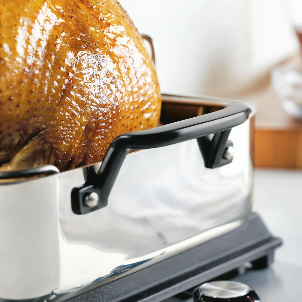2026 New KitchenAid 5-Ply Clad 15x11.5 Inch Stainless Steel Roaster with Removable Rack, Induction Compatible, Metal Utensil, Broiler and Oven Safe to 500-F