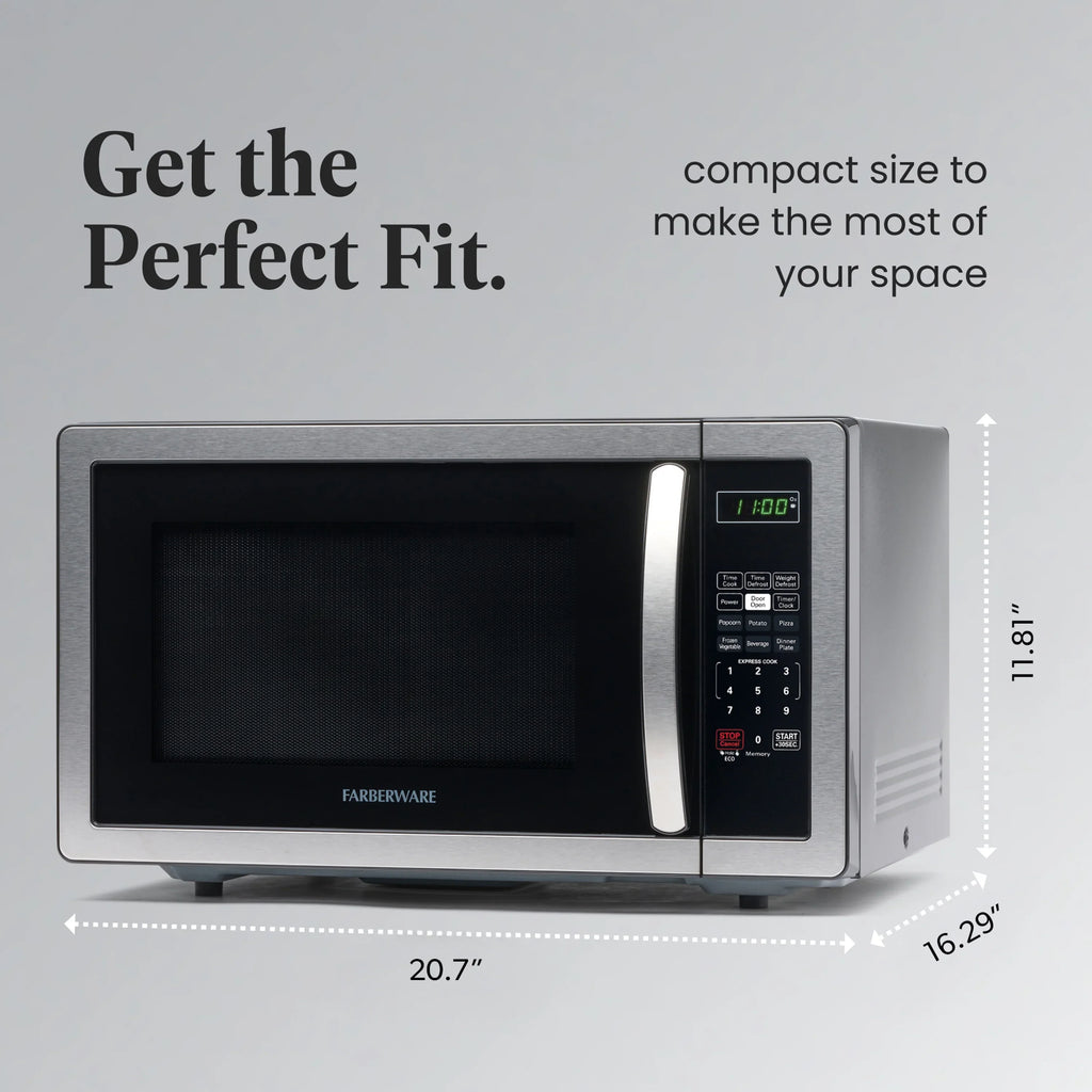 2026 NewFarberware 1.1 Cu. Ft. 1000-Watt Compact Microwave Oven, Black