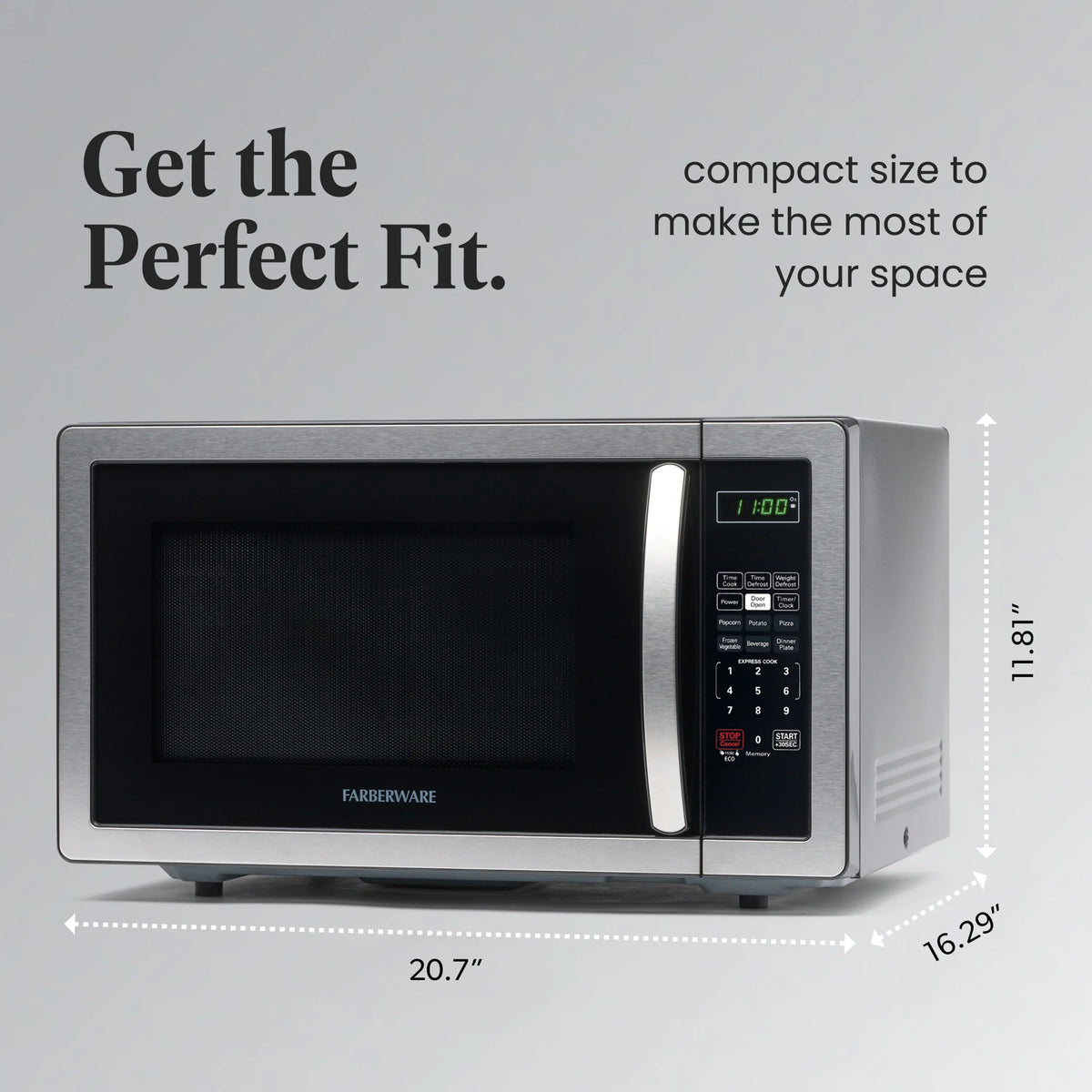2026 NewFarberware 1.1 Cu. Ft. 1000-Watt Compact Microwave Oven, Black