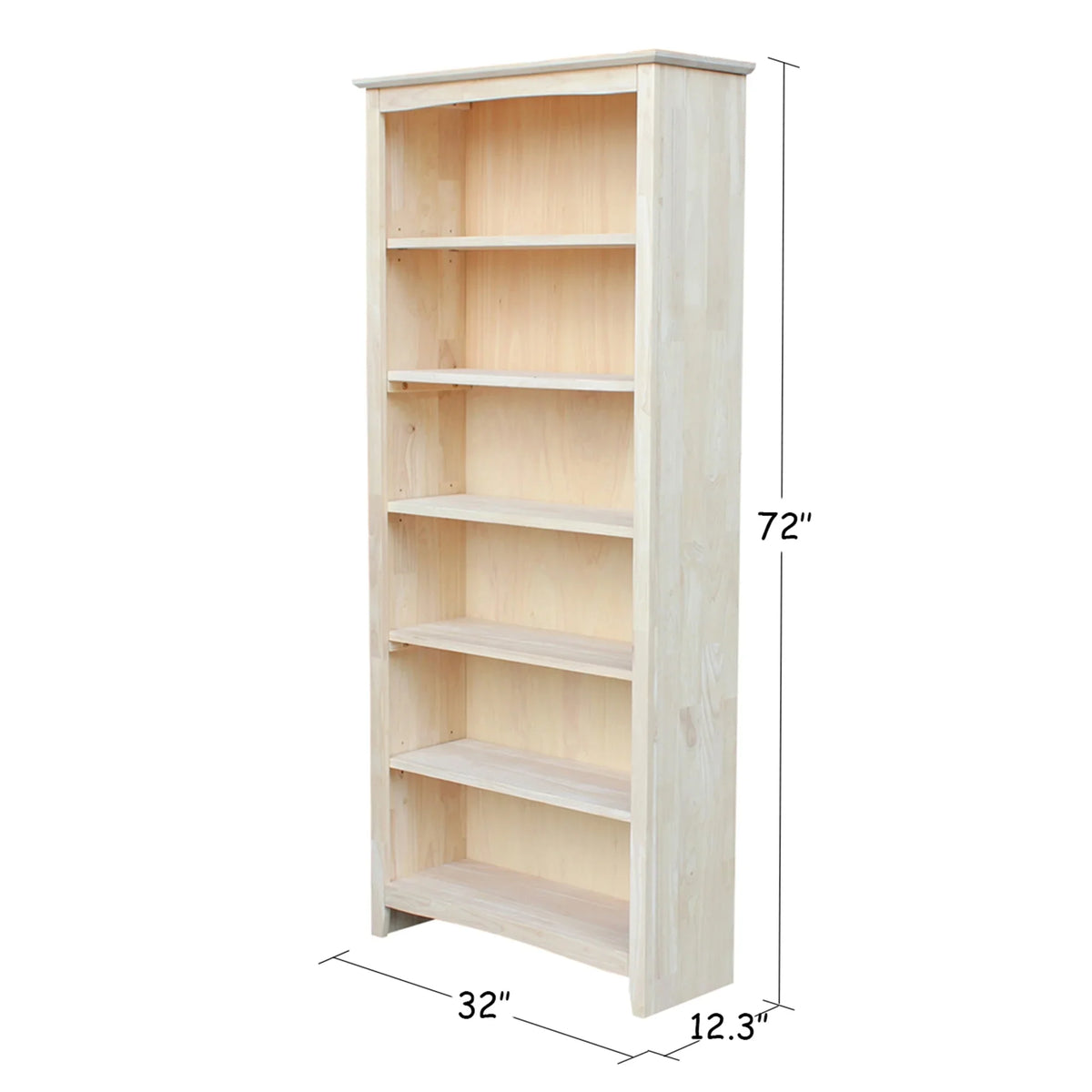 2026 NewInternational Concepts Solid Wood Shaker Bookcase, 72 in H