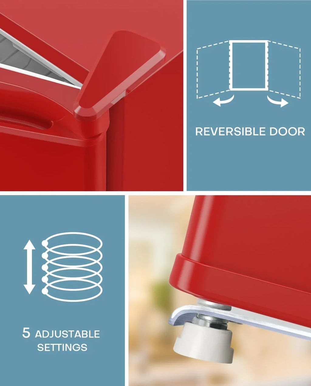 2026 NewUpstreman 1.7 Cu.ft Mini Fridge with Freezer, Dorm Essentials, Adjustable Thermostat, Energy Saving, Low Noise, Single Door Compact Refrigerator for Dorm, Office, Bedroom, Red-FR17