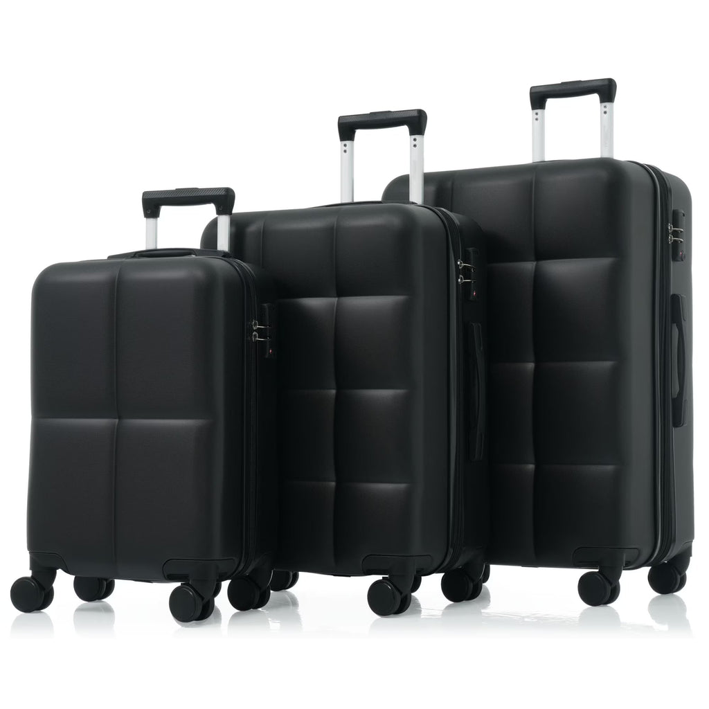 2026 New Luggage Set of 3, 20-inch with USB Port, Airline Certified Carry-on Luggage with Cup Holder, ABS Hard Shell Luggage with Spinner Wheels, white