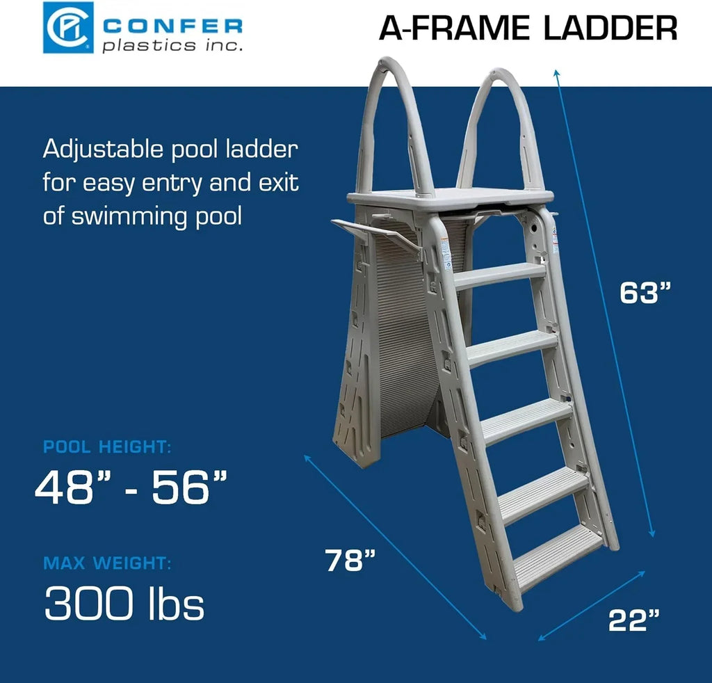 2026 Newconfer plastics a-frame 7200 above ground adjustable pool roll-guard safety ladder