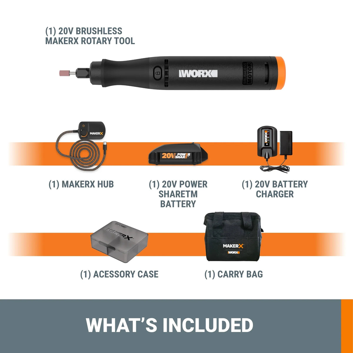 2026 New Worx MakerX WX739L 20V Cordless Rotary Tool Kit