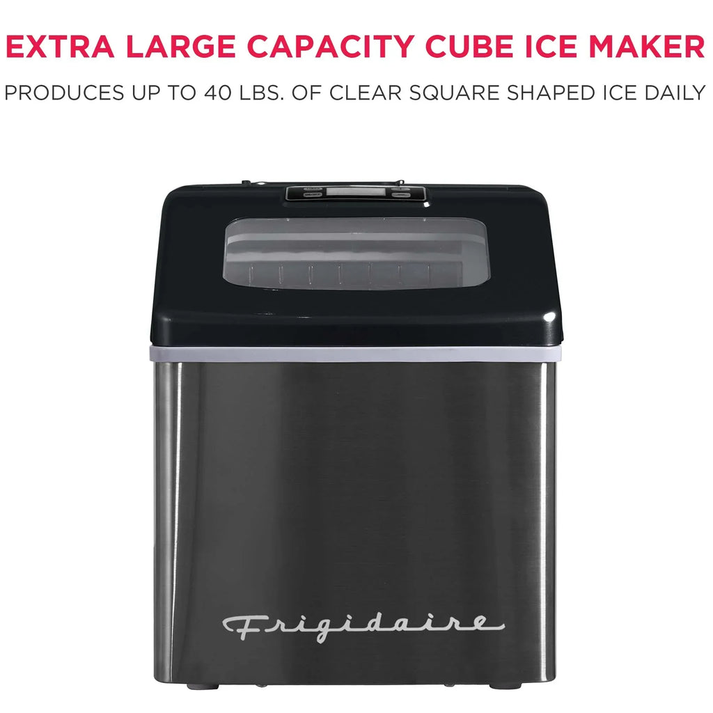 2026 NewFrigidaire 40lbs. Countertop Clear Square Ice Maker - Stainless Steel