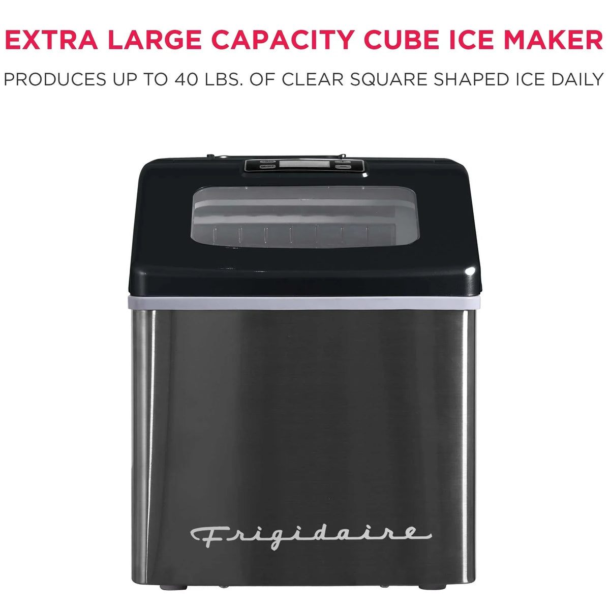 2026 NewFrigidaire 40lbs. Countertop Clear Square Ice Maker - Stainless Steel