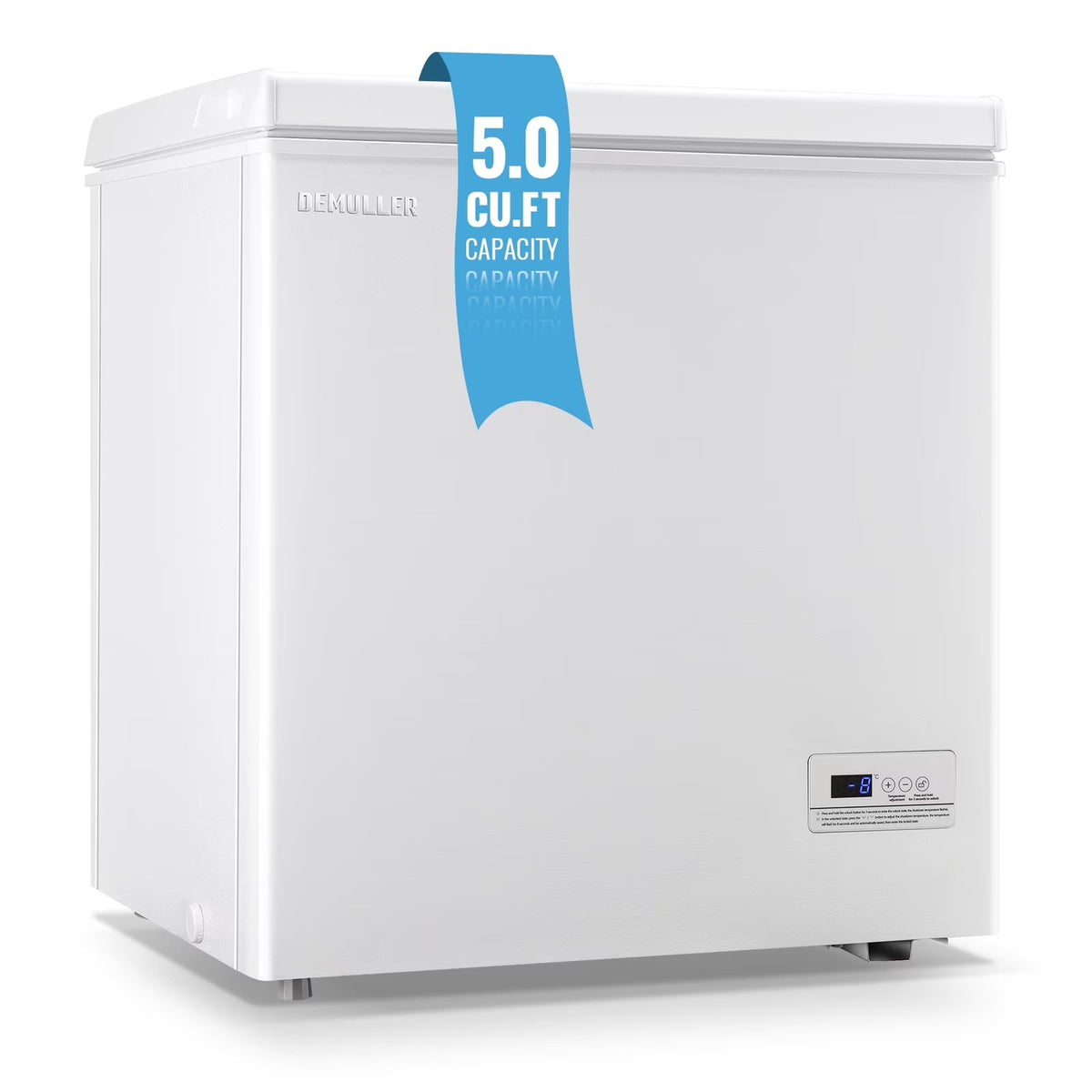 2026 NewDEMULLER Chest Freezer 5.0 Cu. ft Removable Stainless Steel Basket Mini Freezer White YX-110