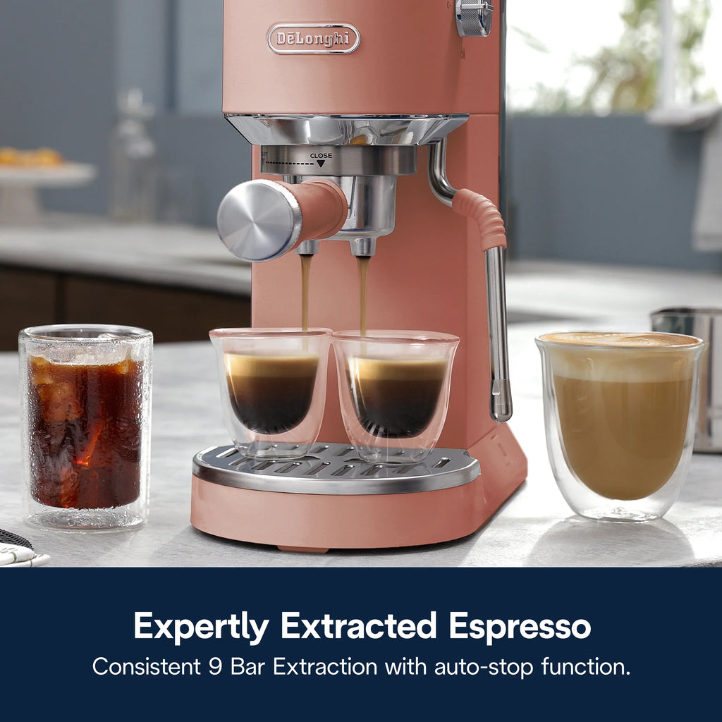 2026 NewDe’Longhi Dedica Duo Espresso Machine, Compact Size with Built in Frother for Latte Art, Brew Espresso, Cold Brew, Lattes & More, Stainless Steel