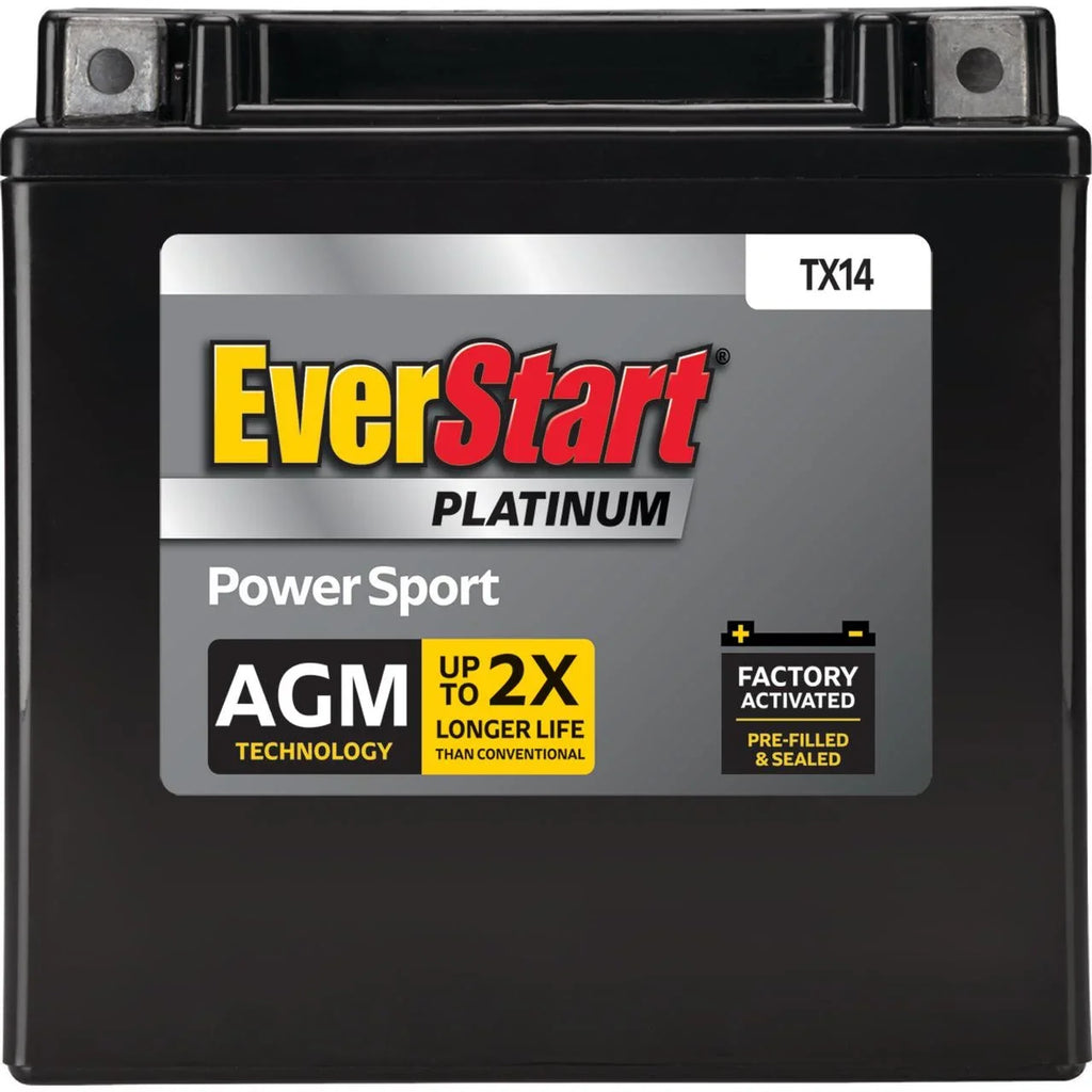 2026 NewEverStart Platinum AGM Power Sport Battery, Group Size TX14 12 Volt, 200 CCA