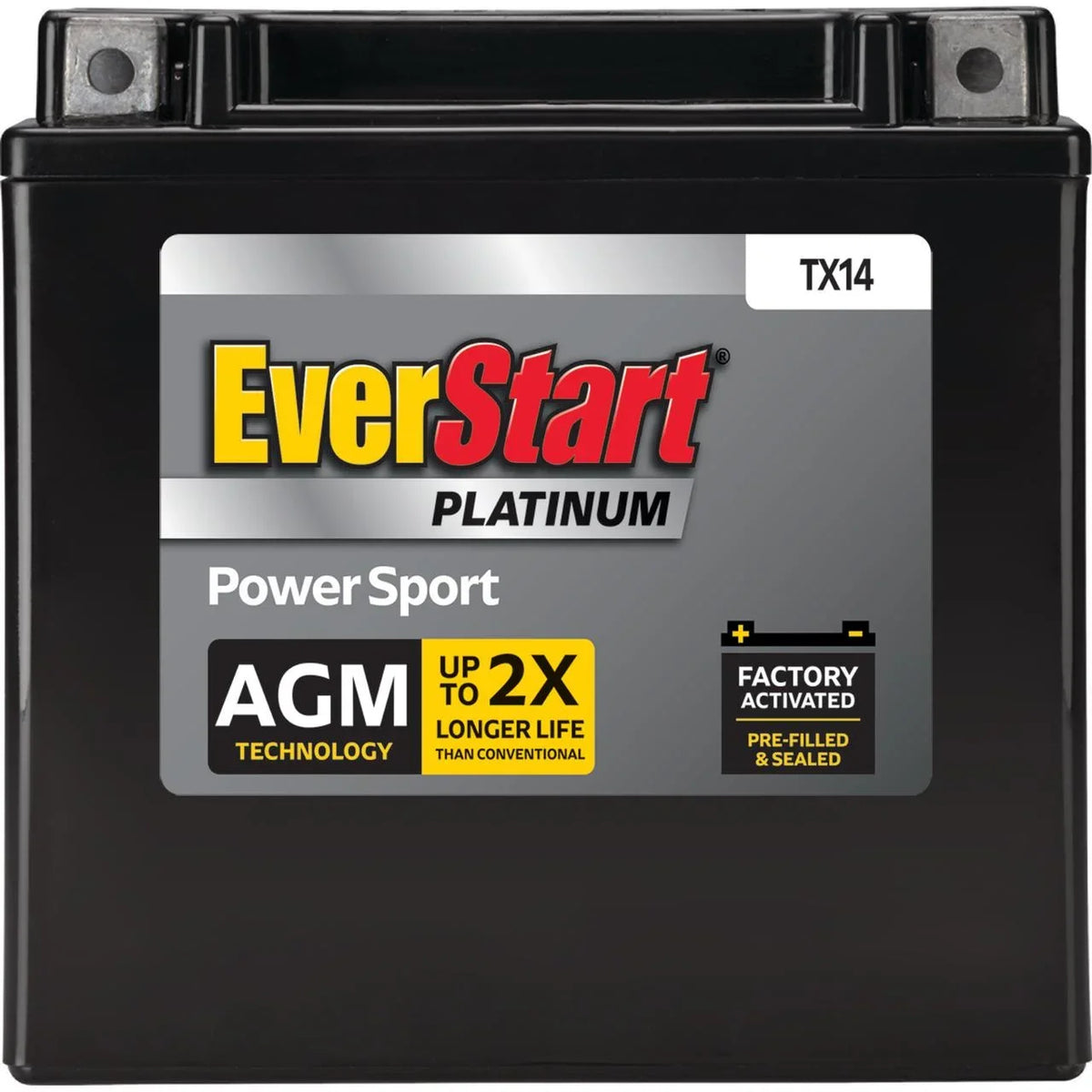 2026 NewEverStart Platinum AGM Power Sport Battery, Group Size TX14 12 Volt, 200 CCA