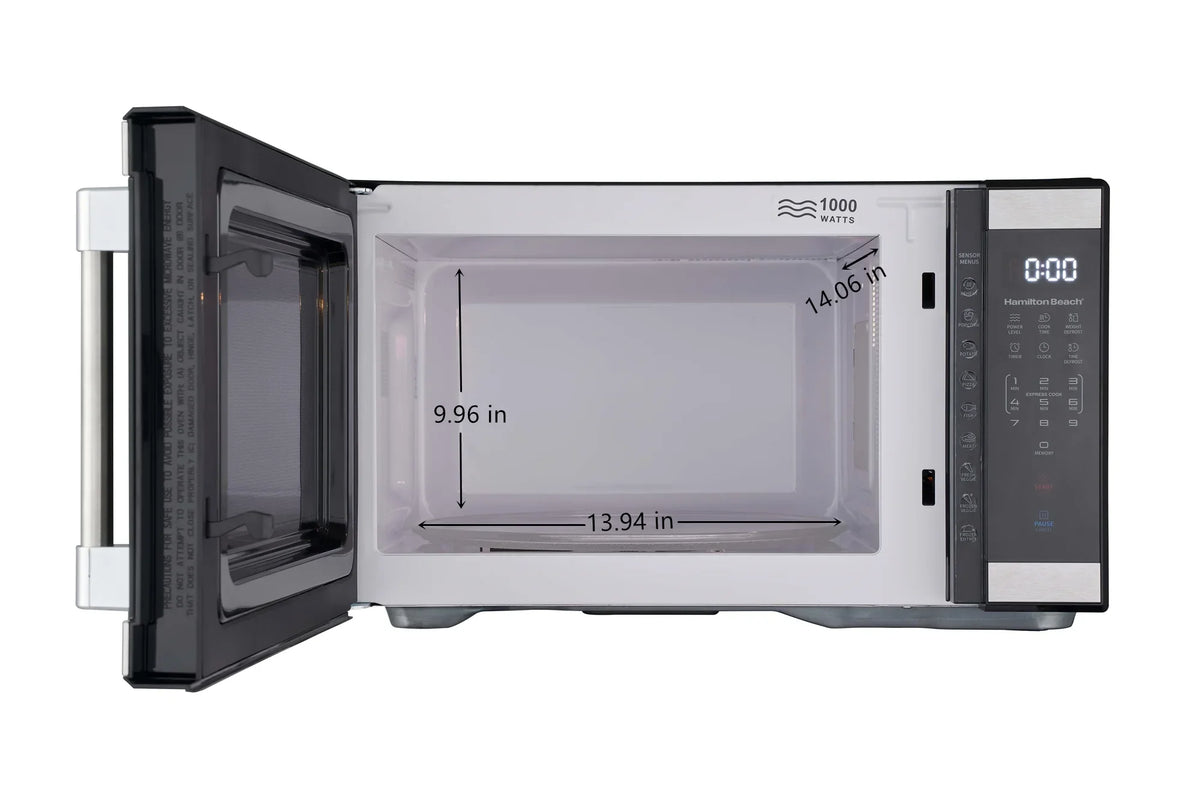 Hamilton Beach 1.1 Cu. Ft. Microwave Oven, Countertop, Black and Stainless Steel
