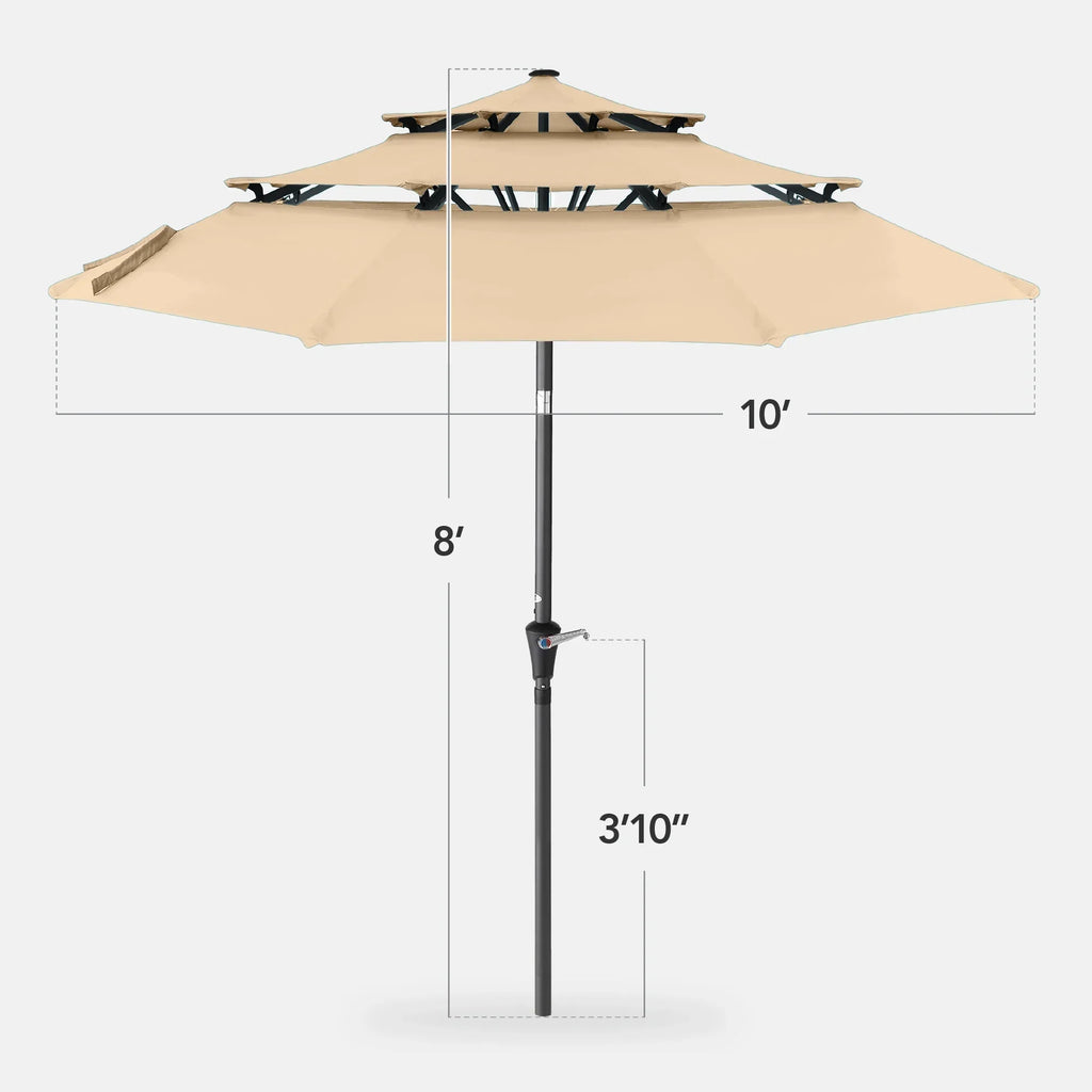 2026 NewBest Choice Products 10ft 3-Tier Patio Umbrella, Market Sun Shade w/ Tilt Adjustment, Easy Crank - Red