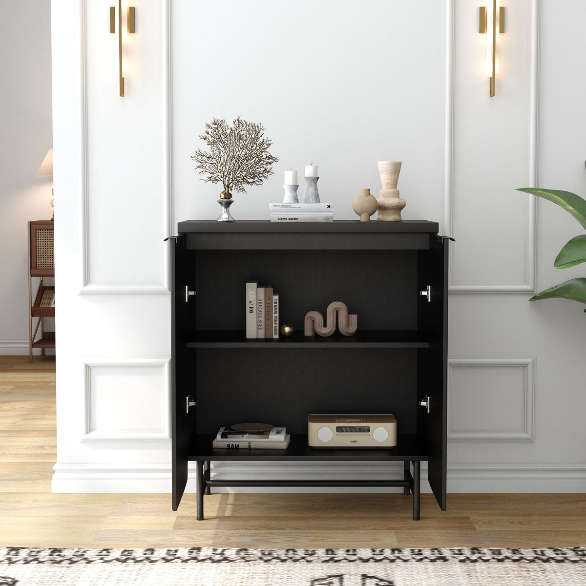 2026 NewVivvoo 30" Wood Nightstand Fluted Door Accent Cabinet