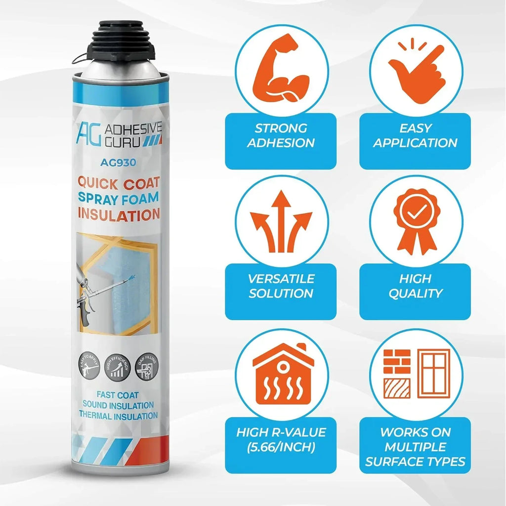 2026 NewAdhesive Guru Spray Foam Insulation Kit (18 x 32.80 oz/930 gr - 360 Board feet), Self-Expanding Adhesive Foam, Closed Cell Heat Insulation & Acustic Spray with Cleaner and Dispensing Gun- 18 Pack