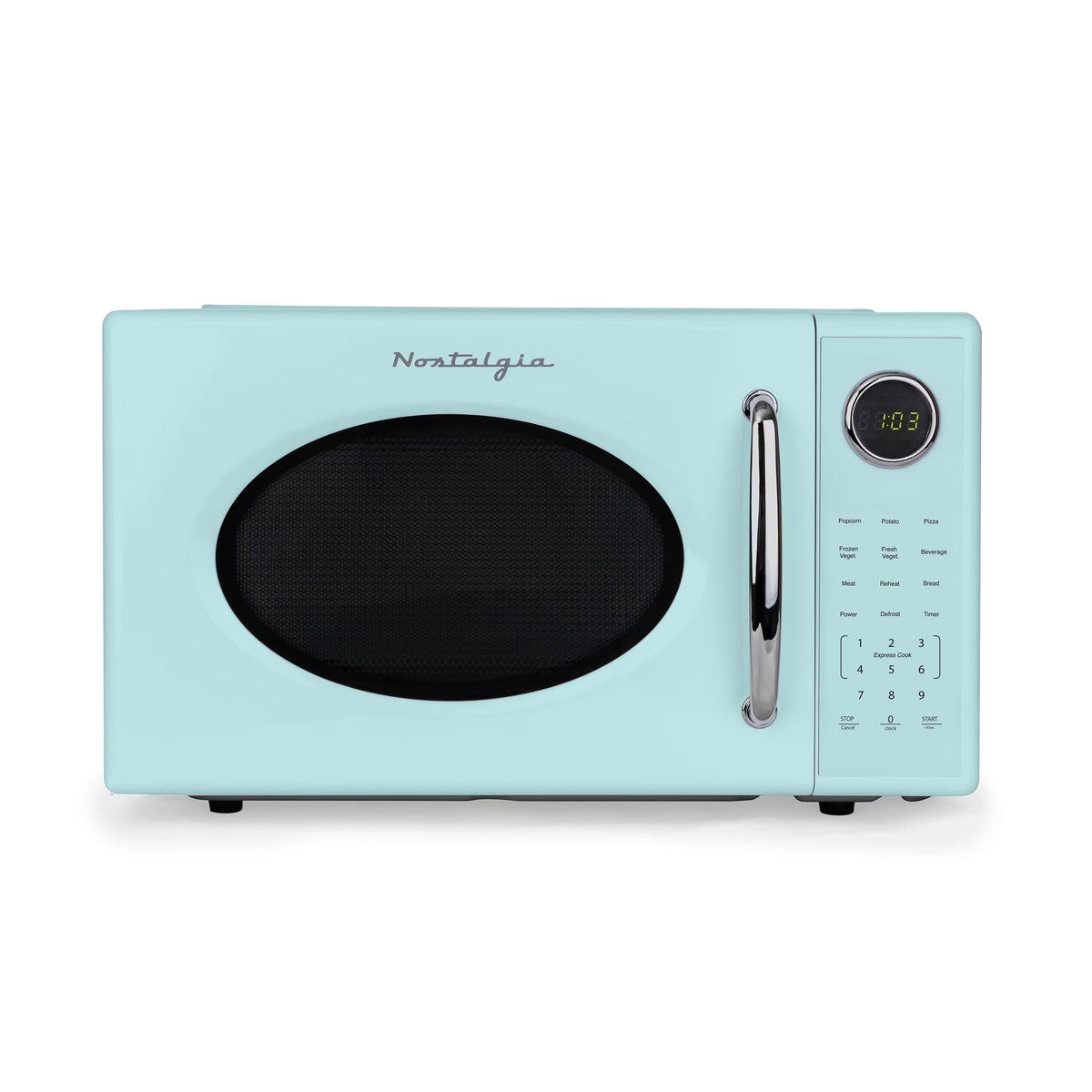 2026 NewNostalgia Retro Microwave Oven - 1.1 Cu Ft & 1000-Watt Countertop Size with Glass Turntable, Child Safety Lock, 8 Auto-Cook Programs & Digital Clock - Black