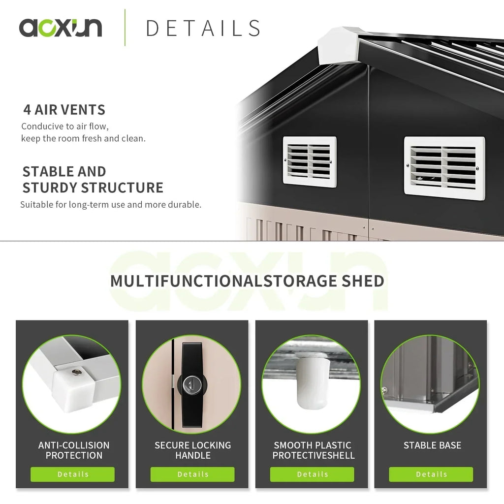 2026 NewAoxun 6 x 4 ft. Outdoor Metal Storage Shed with Lock for Backyard, Garden