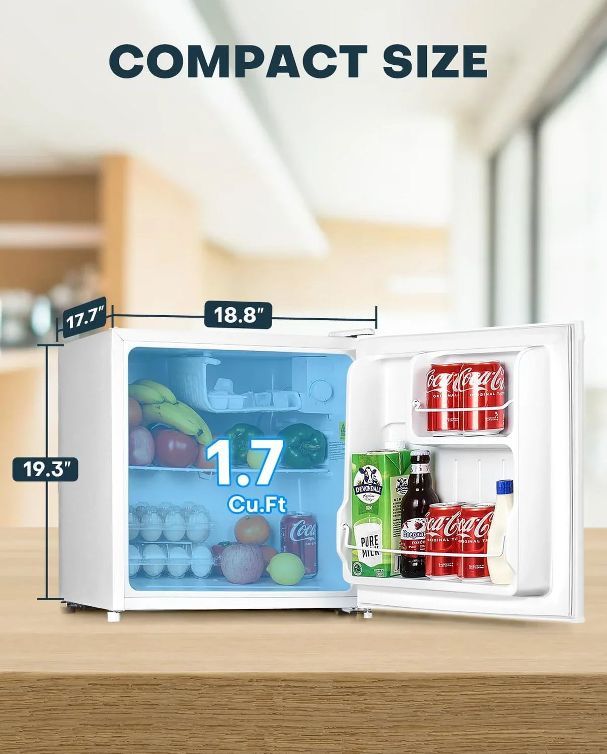 2026 NewUpstreman 1.7 Cu.ft Mini Fridge with Freezer, Dorm Essentials, Adjustable Thermostat, Energy Saving, Low Noise, Single Door Compact Refrigerator for Dorm, Office, Bedroom, Red-FR17