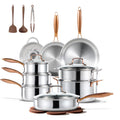 2026 NewCarote 23-Piece Tri-Ply Stainless Steel Cookware Set with Lids, Nonstick Induction Compatible Pots & Pans Set, Oven Safe