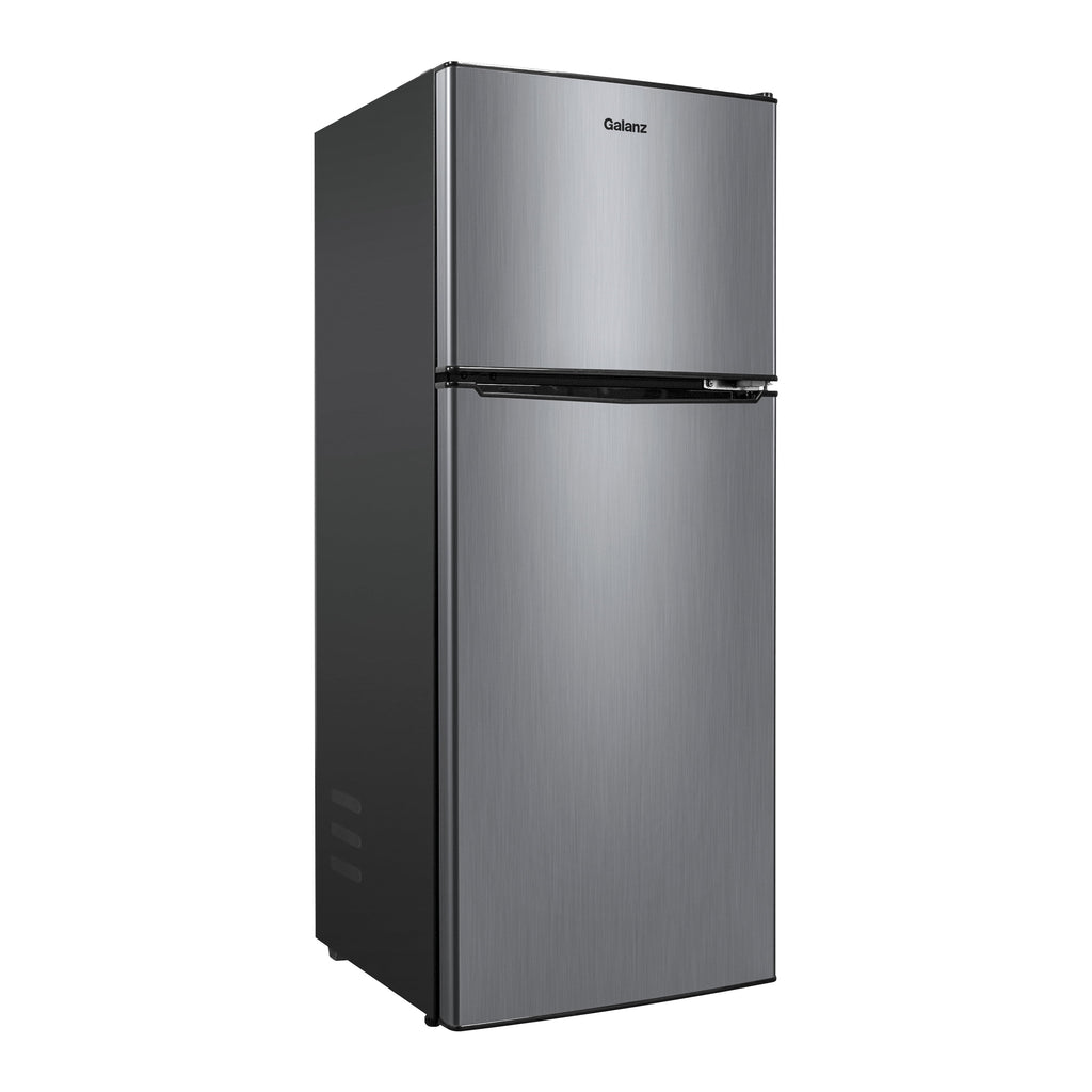 Galanz 4.6 cu ft Stainless Steel Mini Fridge with Freezer—compact, energy-efficient refrigerator ideal for dorms, offices, and small spaces.