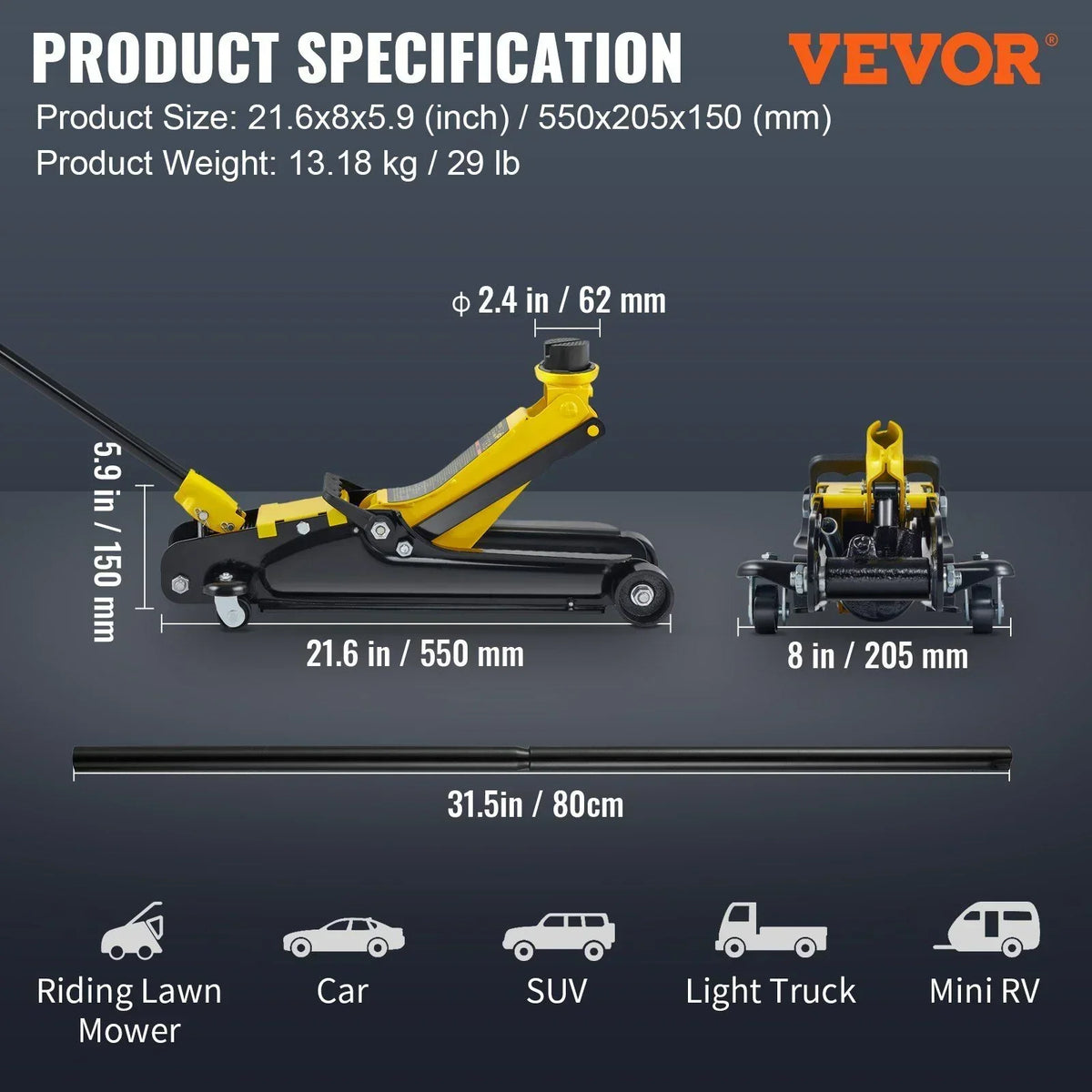 2026 New2.5 Ton Low Profile Floor Jack - Heavy Duty Steel Hydraulic Pump for Cars & SUVs
