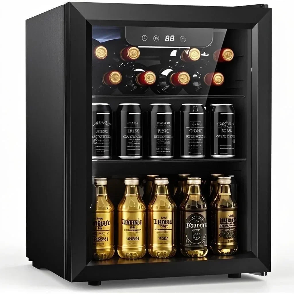 2026 NewAuseo 126 Can Beverage Refrigerator and Cooler with Glass Door for Home/Office/Bar-Black