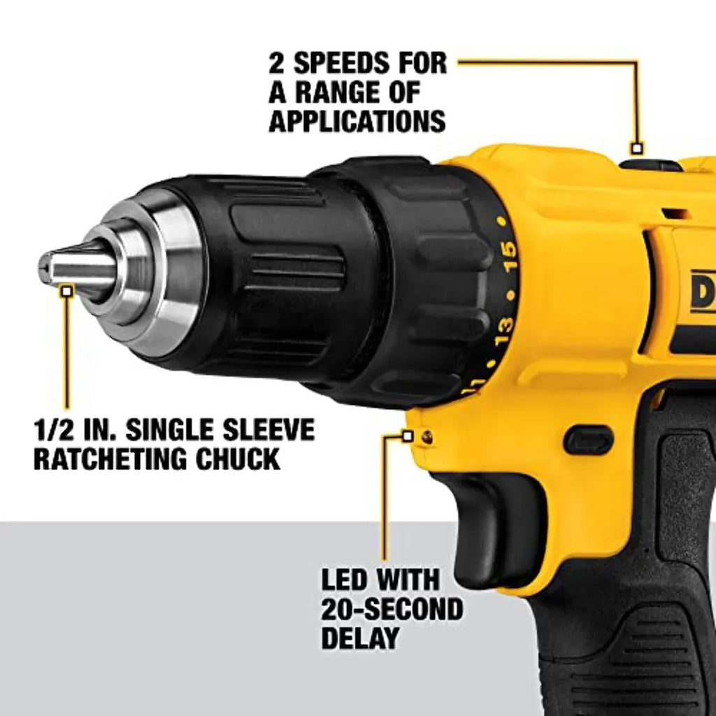 2026 NewDEWALT 20V Max Cordless Drill/Driver Kit, Compact, 1/2-Inch (DCD771C2), Yellow