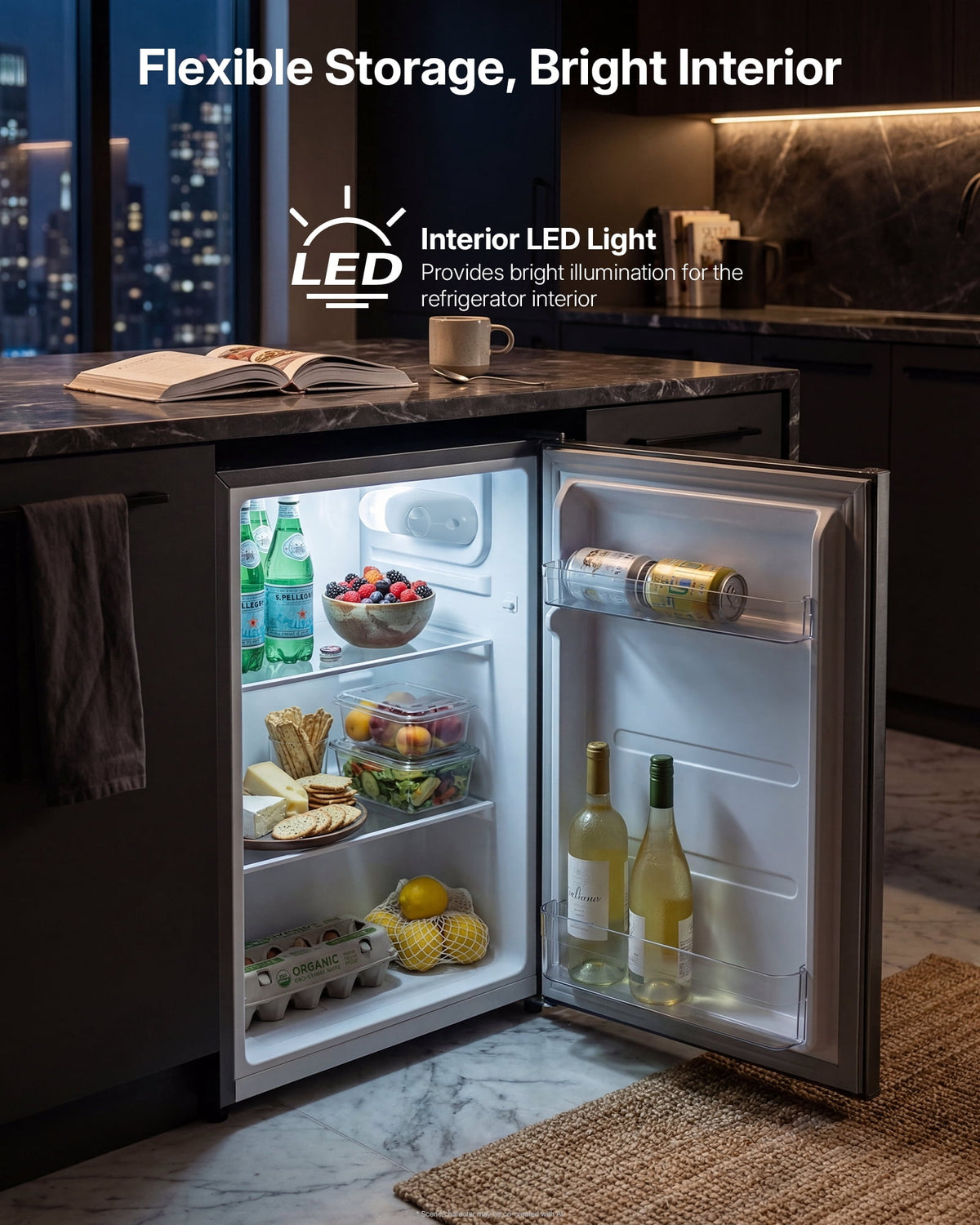 Upstreman 2.5 Cu ft Mini Fridge Without Freezer, Single Door Small Refrigerator No Freezer, Freezerless All-Refrigerator Cooler for Kitchen Office Bedroom Dorm, Gray CR26