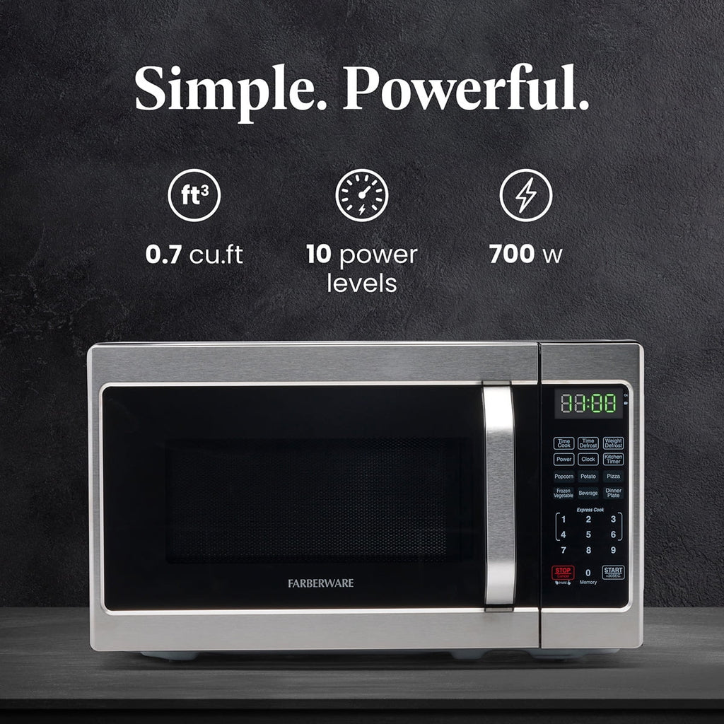 2026 NewFarberware 1.1 Cu. Ft. 1000-Watt Compact Microwave Oven, Black