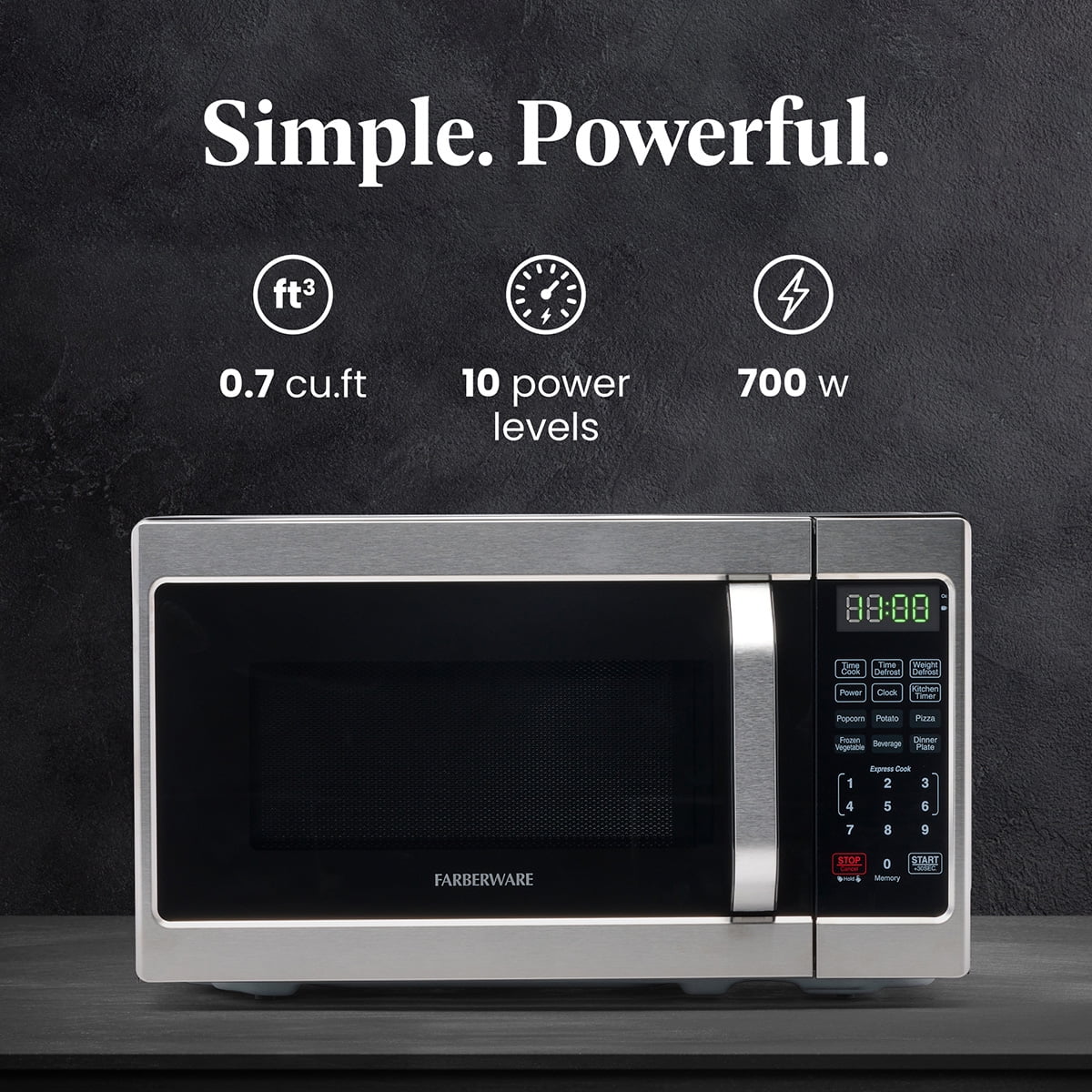 2026 NewFarberware 1.1 Cu. Ft. 1000-Watt Compact Microwave Oven, Black