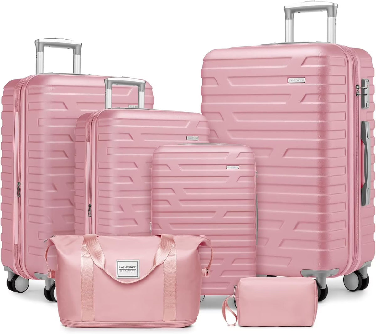 2026 New6-Piece Hardshell Luggage Set with Expandable Spinner Suitcases & TSA Lock, 25% Extra Capacity, Duffel Bag & Toiletry Kit, Cream ABS Suitcases