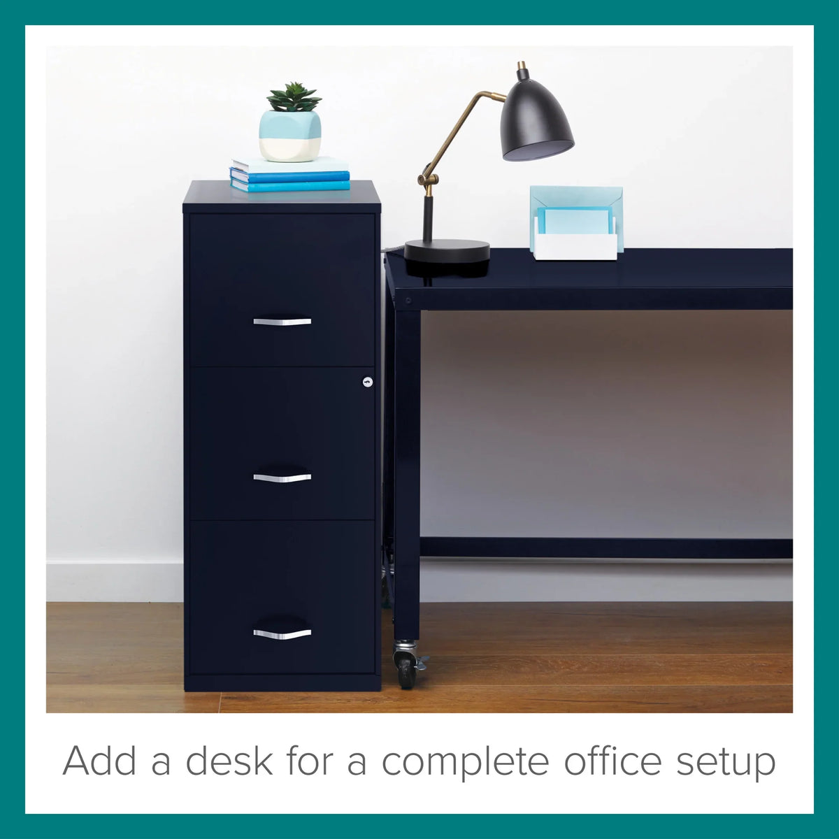 2026 NewSpace Solutions 18" Deep 3 Drawer Smart Letter Width Vertical File Cabinet, Navy