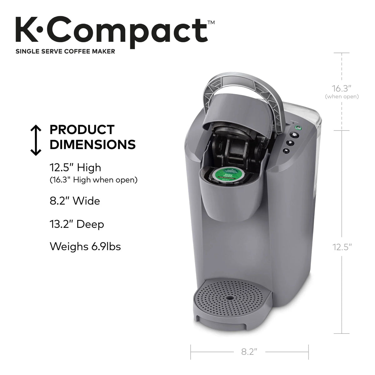 2026 New Keurig K-Compact Single-Serve K-Cup Pod Coffee Maker, Moonlight Grey