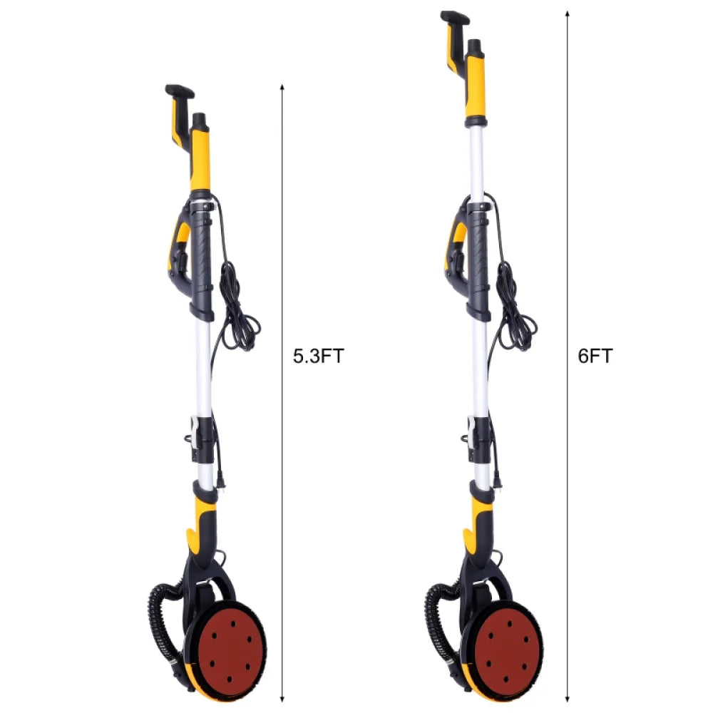 2026 NewDrywall Sander, 780W Electric Drywall Sander with Vacuum Dust Collection 6.5A Motor Dustless Floor Sander with Variable Speed 900-1800RPM, LED Light, Extendable & Foldable Handle,