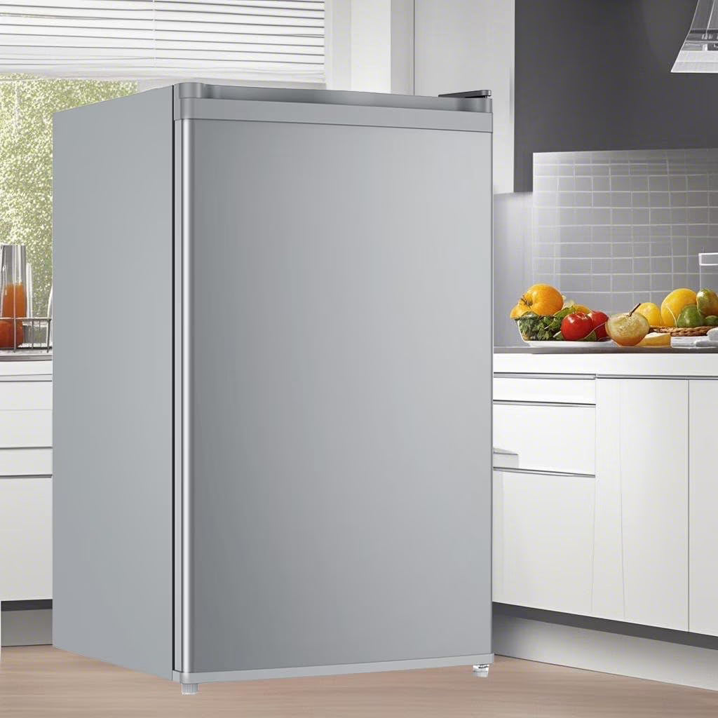 2026 NewSoonbuy Compact Mini Fridge with Freezer, 4.3 Cu.Ft Single Door Refrigerator with Adjustable Temperature, Removable Shelves & Crisper Drawer, Energy Efficient Small Fridge for Bedroom, Office, Dorm, R
