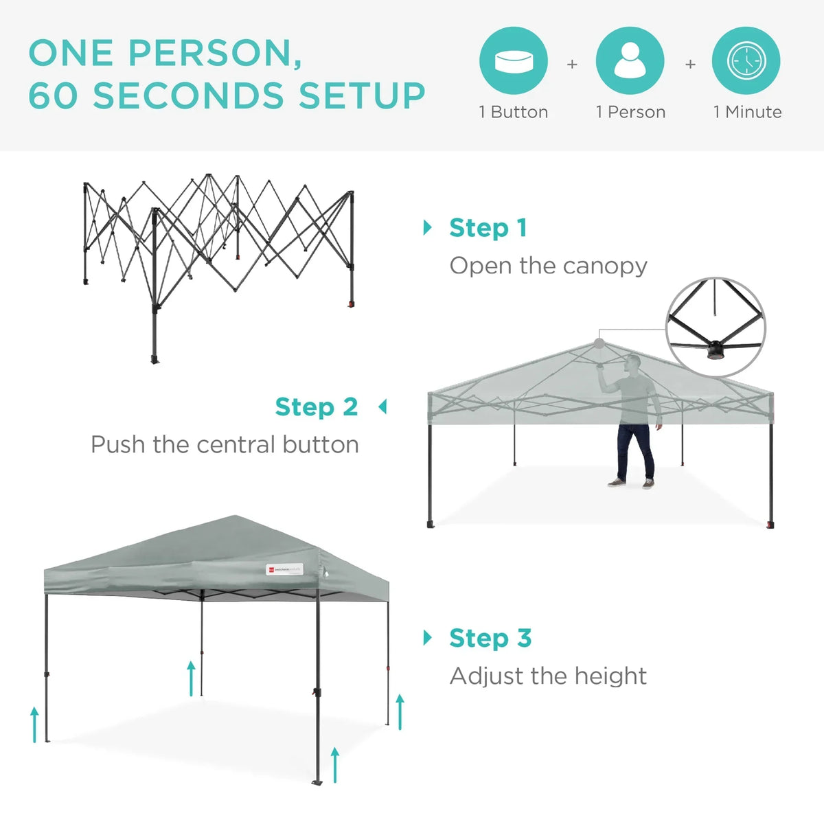 2026 NewBest Choice Products 12x12ft Easy Setup Pop Up Canopy w/ 1-Button Setup, Wheeled Case, 4 Weight Bags - Navy Blue