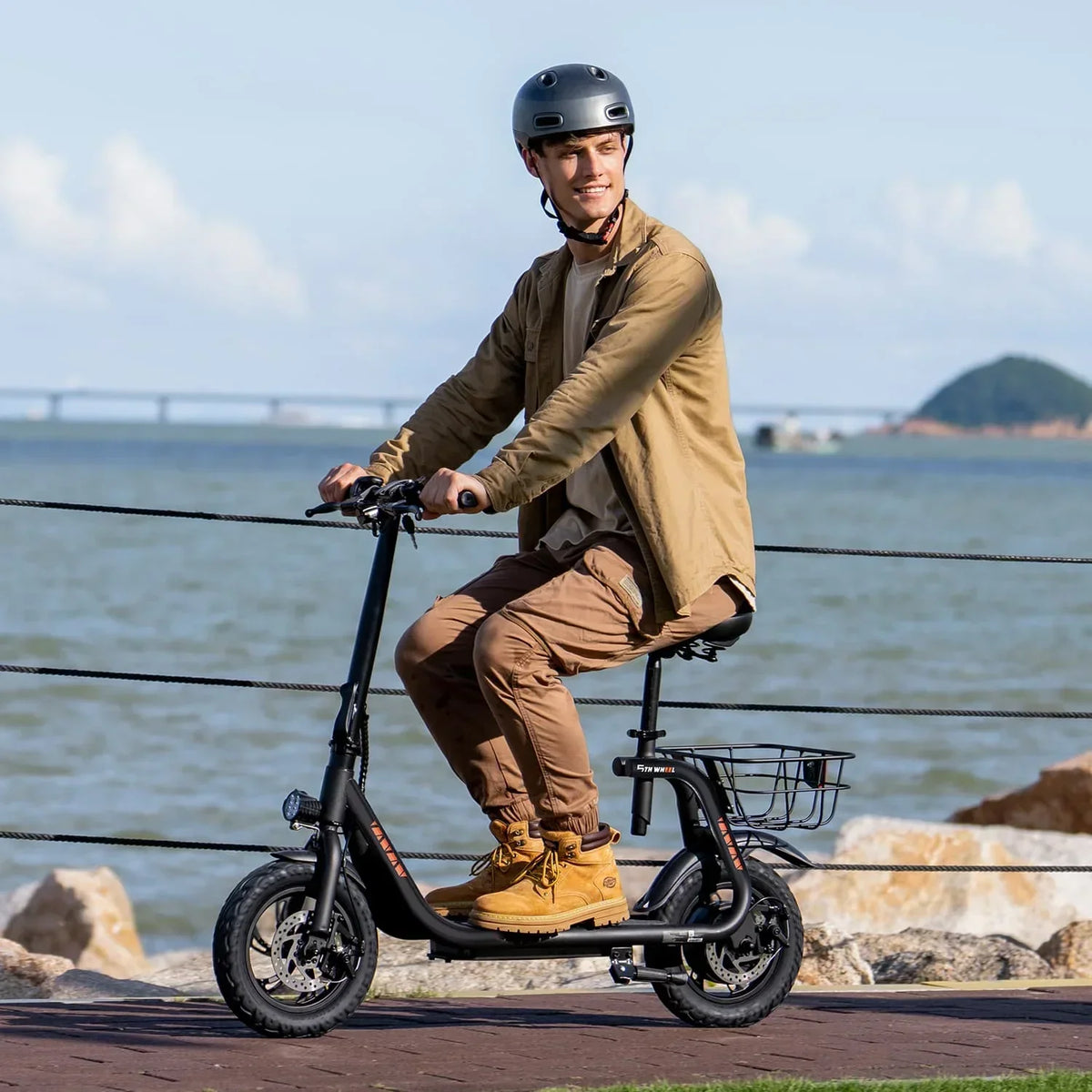 2026 New5TH WHEEL W18S 450W Motor Electric Scooter for Adults with Seat and Carry Basket, 36V 20Miles Range & 15.5Mph, 12" Foldable E Scooter for Commuting