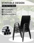 2026 NewAtaucjin Stackable Dining Chairs Set of 4, High-Back Patio Dining Chairs Set, Outdoor Chairs with Textilene Fabric & Metal Frame for Lawn Backyard
