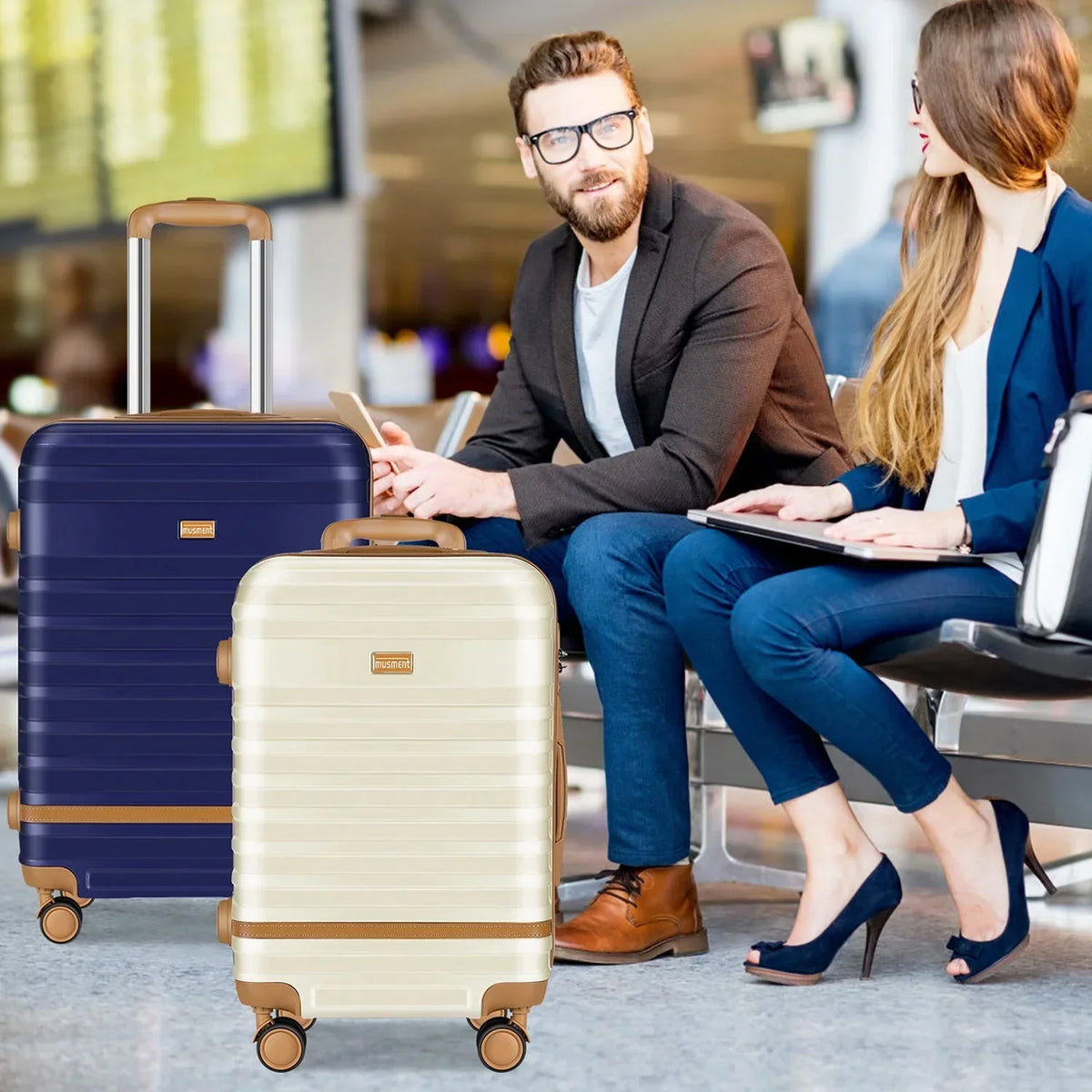 2026 New5 Piece Luggage Sets and Travel Duffel Bag, ABS Hardshell Hardside Checked Luggage with TSA Lock and Double Spinner Wheels Suitcase, Deep Blue